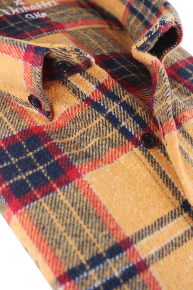 Varetta Erkek Hardal Rengi Kışlık Kalın Kareli Oduncu Gömlek – Cepli Oversize Model