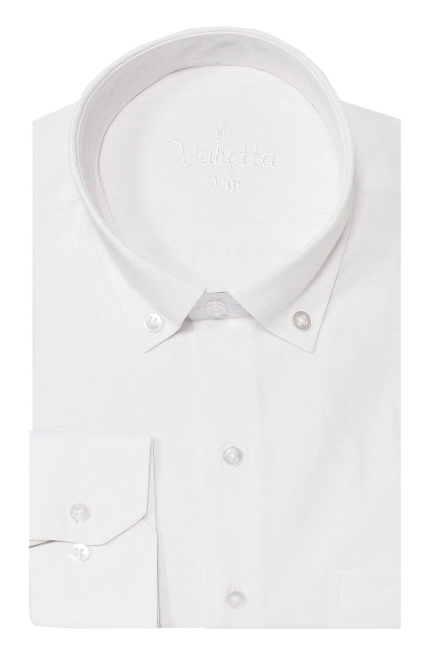Varetta Erkek Beyaz Büyük Beden Yaka Düğmeli Cepli Uzun Kollu  Gömlek