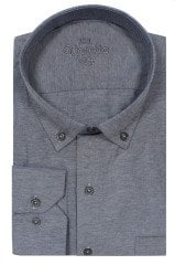 Varetta Erkek Füme Büyük Beden Yaka Düğmeli Uzun Kollu Gömlek