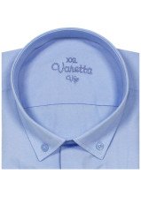 Varetta Erkek Mavi Büyük Beden Yaka Düğmeli Uzun Kollu Düz Gömlek