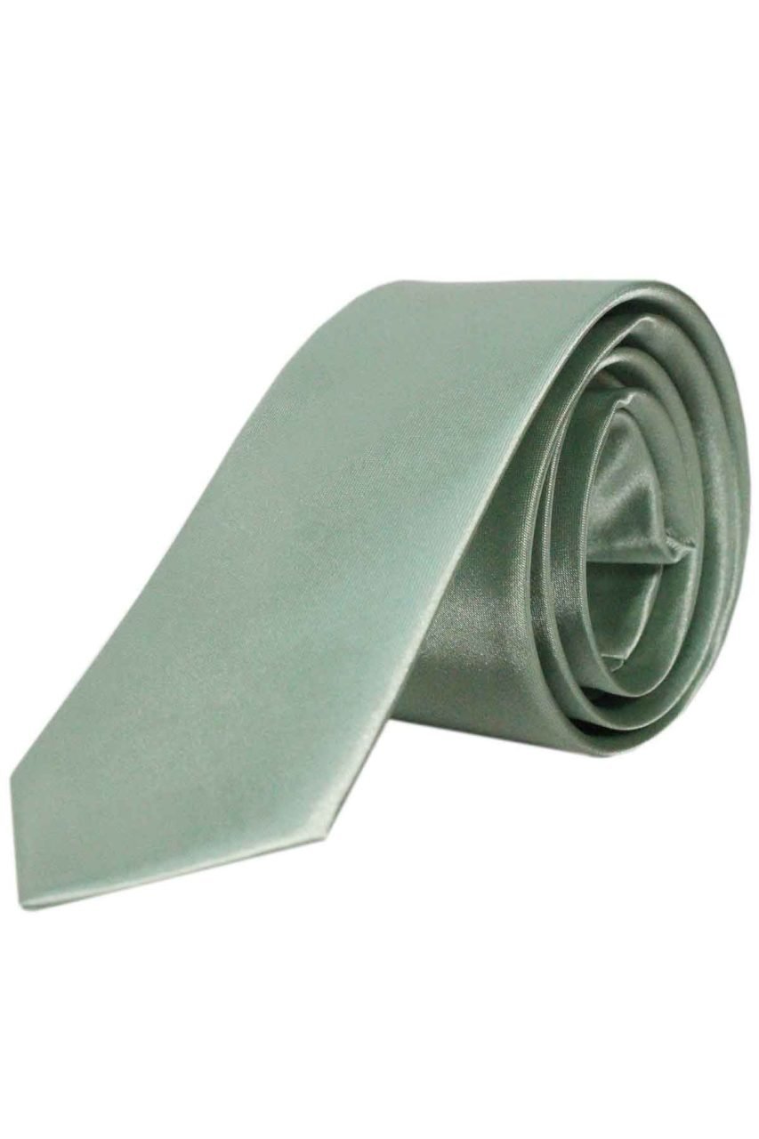 Varetta Erkek Mint Yeşili Dar Kesim Saten Düz Mendilli Kravat