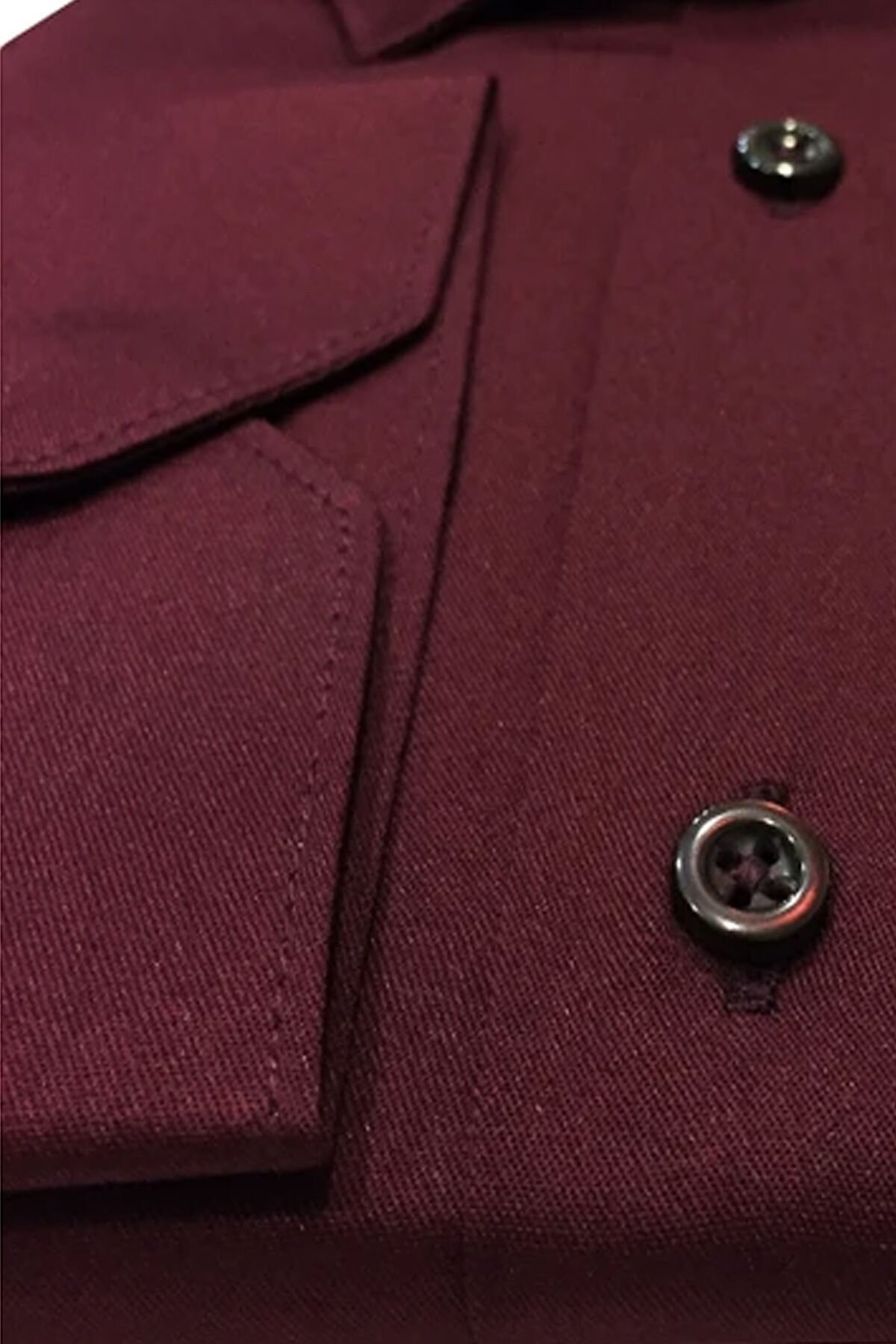 Varetta Erkek Bordo Büyük Beden Yaka Düğmeli Uzun Kollu Gömlek