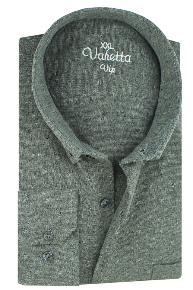 Varetta Büyük Beden Erkek Yeşil Kışlık Yünlü Gömlek – Cepli Geniş Kesim Flanel Model