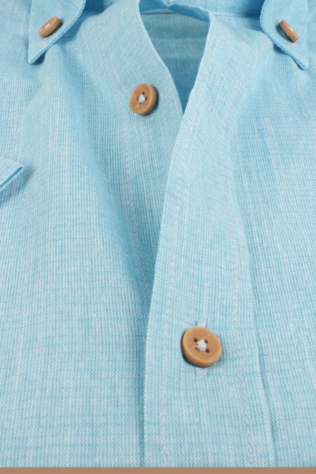 Varetta Erkek Mavi Keten Cepli Kısa Kollu Gömlek