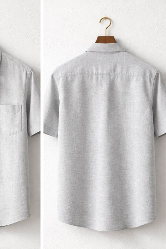 Varetta Erkek Gri Kısa Kollu Gömlek Büyük Beden Yaka Düğmeli