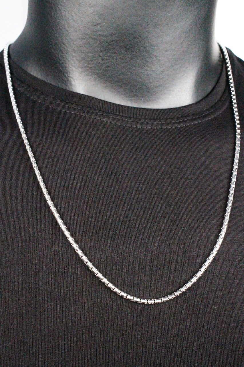 Erkek Dark Gray Çelik Zincir Kolye Standart