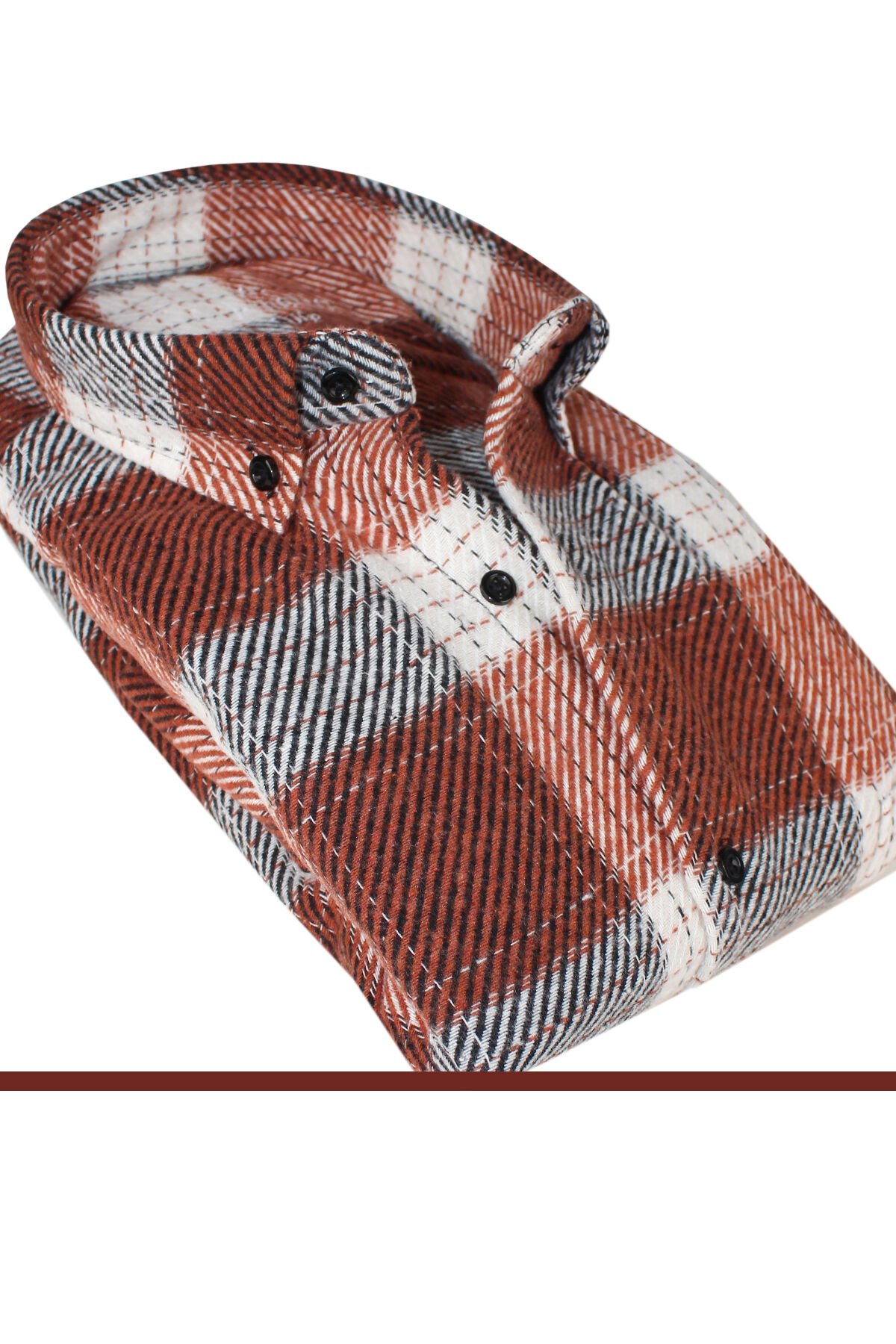 Varetta Erkek Kiremit Rengi Kışlık Kalın Kareli Oduncu Gömlek – Cepli Oversize Model
