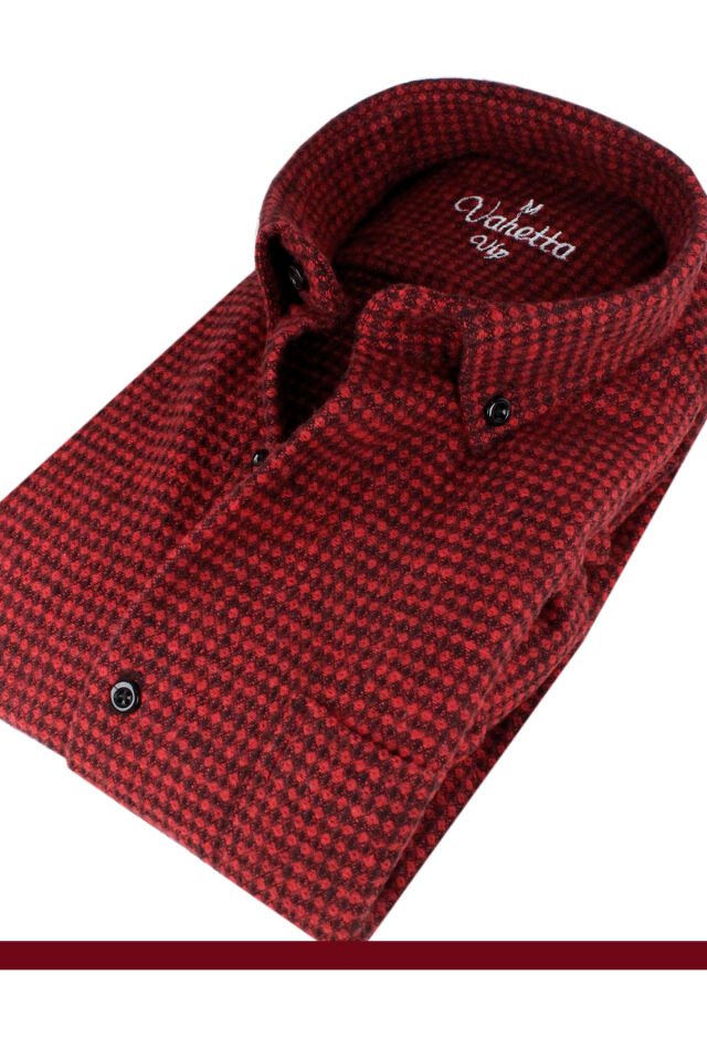 Varetta Erkek Bordo Kışlık Kalın Kareli Oduncu Gömlek – Cepli Oversize Model