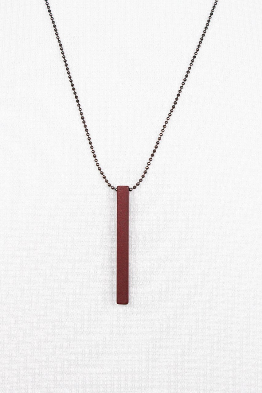 Erkek Bordo Çelik Zincir Kolye Standart