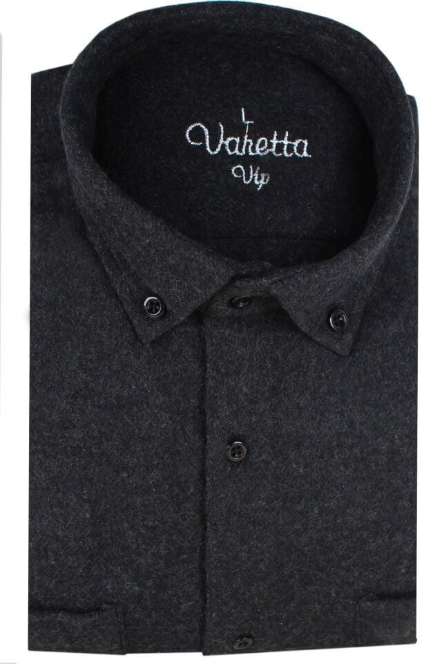 Varetta Erkek Siyah Oduncu Gömlek Kışlık Kalın   – Çift Cepli Oversize Model