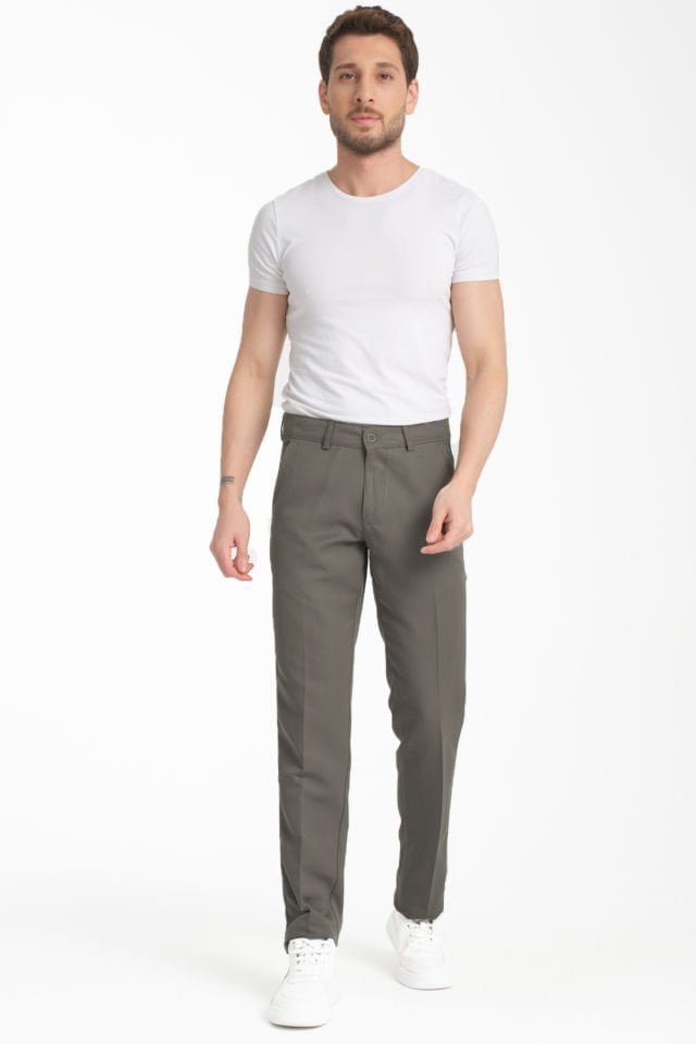 Varetta Erkek Taupe Toprak Gri Pamuklu Cepli Yazlık Düz Keten Pantolon