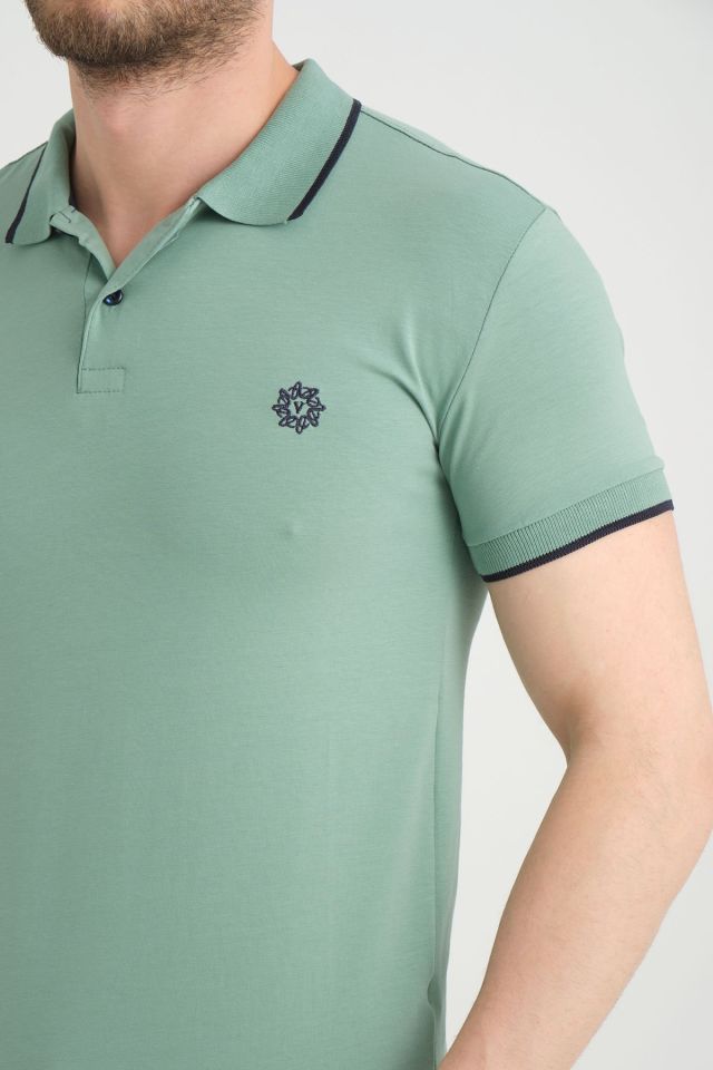 Varetta Erkek Yosun Yeşili Pamuklu Polo Yaka Kısa Kollu T shirt