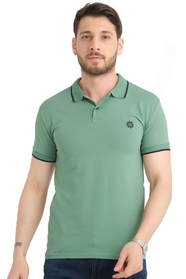Varetta Erkek Yosun Yeşili Pamuklu Polo Yaka Kısa Kollu T shirt