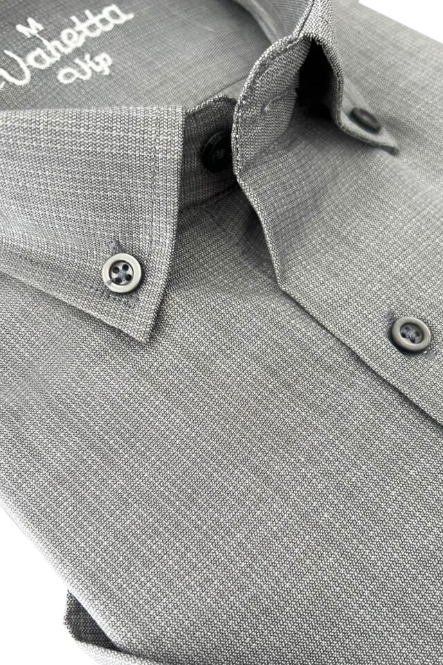 Varetta Erkek Kısa Kollu Gömlek Gri Geniş Kesim Pamuklu Yazlık