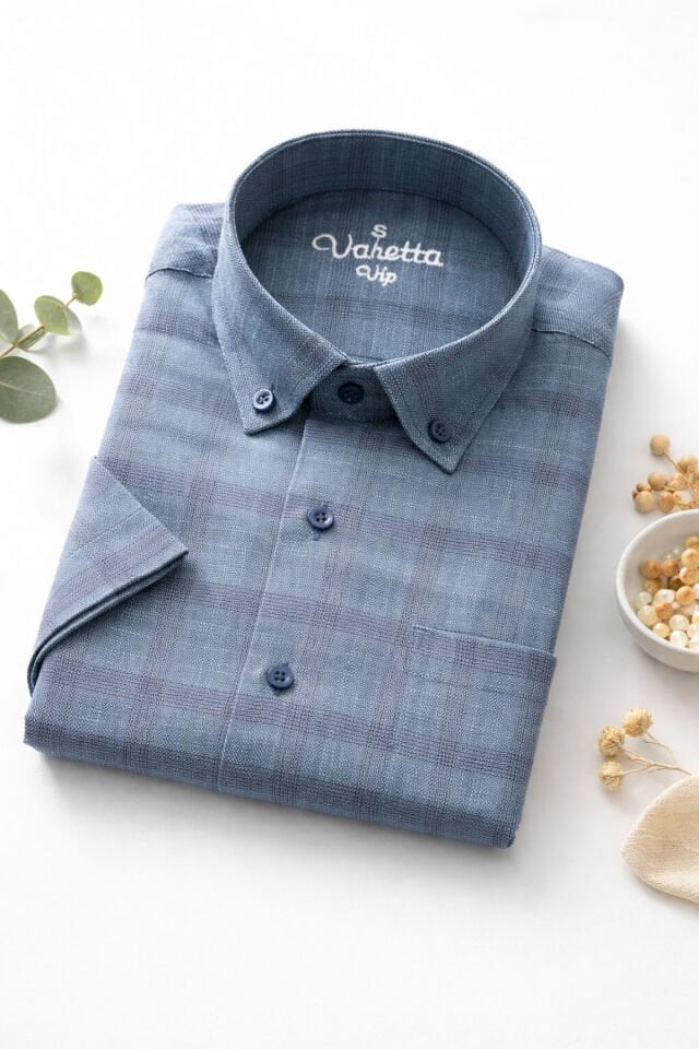 Varetta Erkek Yeşil Mavi Pamuklu Cepli Yazlık Kısa Kollu Gömlek