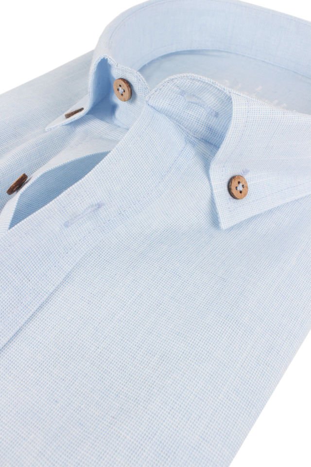 Varetta Erkek Mavi Keten Gömlek | %100 Pamuk, Uzun Kollu, Geniş Kesim, Tek Cepli