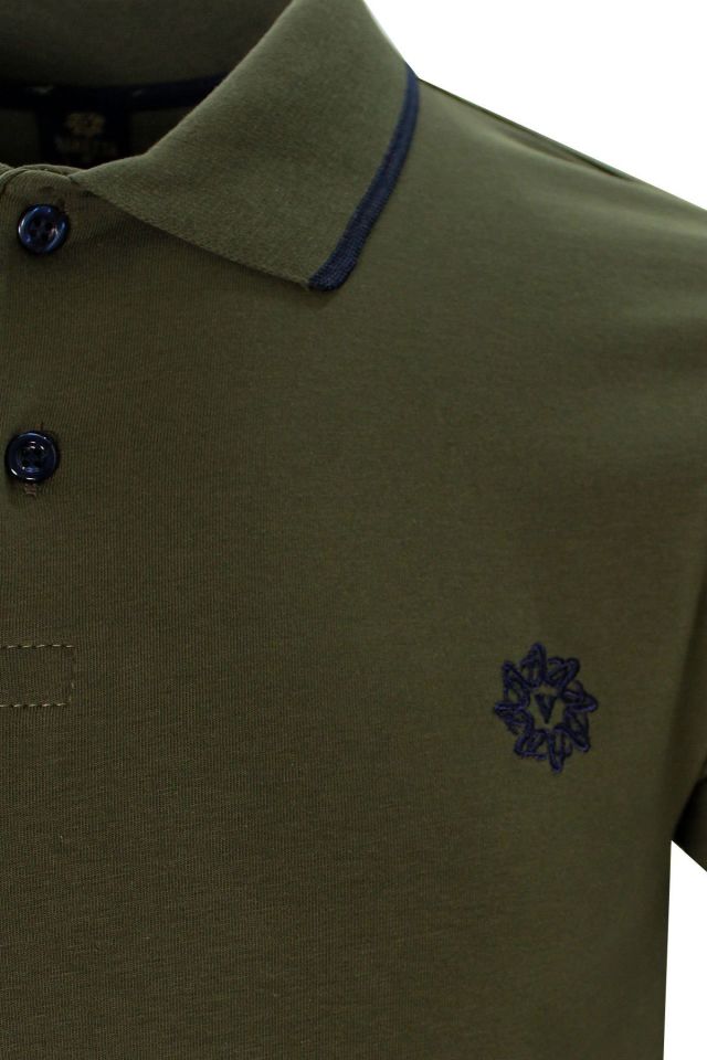 Varetta Erkek Zeytin Yeşili Pamuklu Polo Yaka Kısa Kollu T shirt