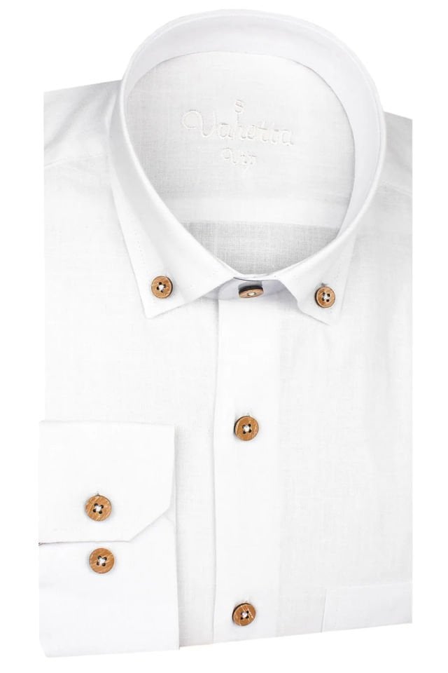 Varetta Erkek Beyaz Keten Gömlek | %100 Pamuk, Uzun Kollu, Geniş Kesim, Tek Cepli