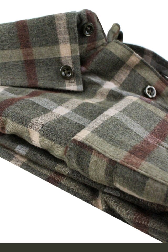 Varetta Büyük Beden Erkek Yeşil Kışlık Yünlü Gömlek – Cepli Geniş Kesim Flanel Model