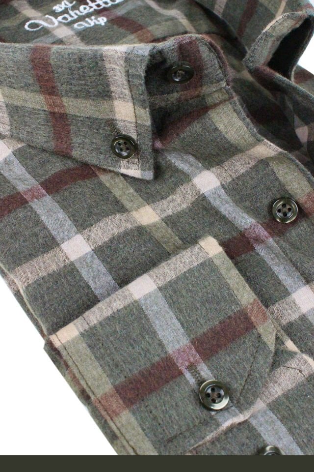 Varetta Büyük Beden Erkek Yeşil Kışlık Yünlü Gömlek – Cepli Geniş Kesim Flanel Model