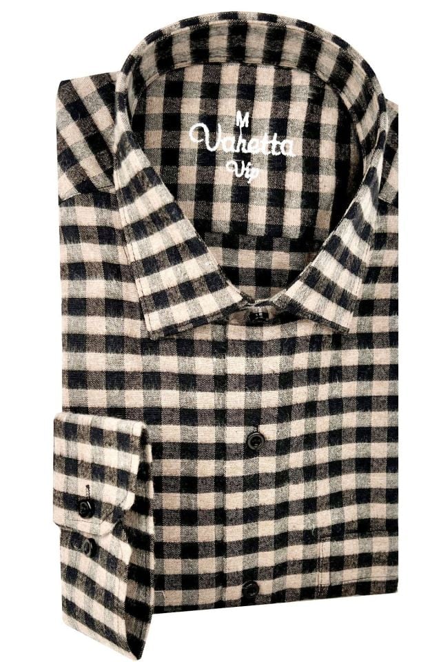 Varetta Erkek Açık Kahverengi Kışlık Gömlek Kareli Klasik Kesim