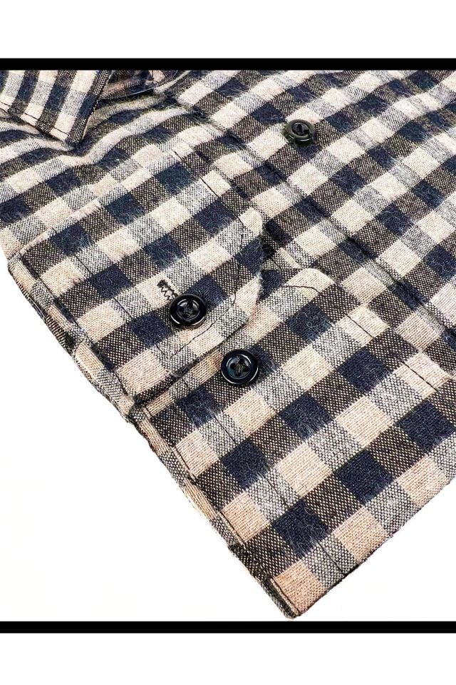 Varetta Erkek Açık Kahverengi Kışlık Gömlek Kareli Klasik Kesim