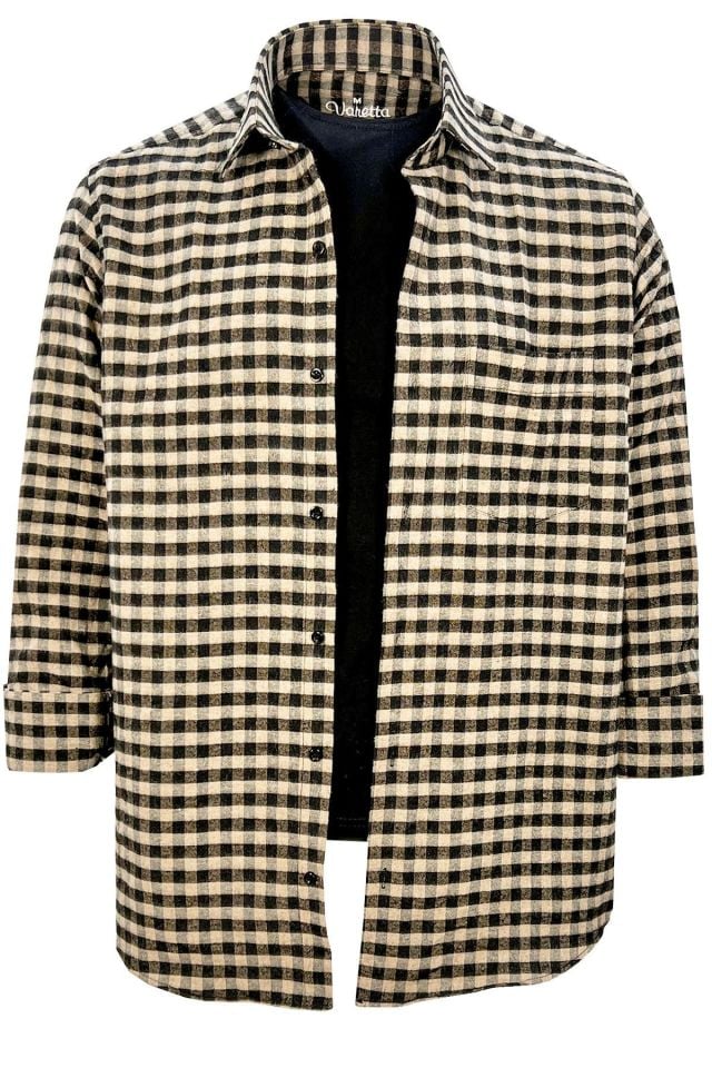 Varetta Erkek Açık Kahverengi Kışlık Gömlek Kareli Klasik Kesim