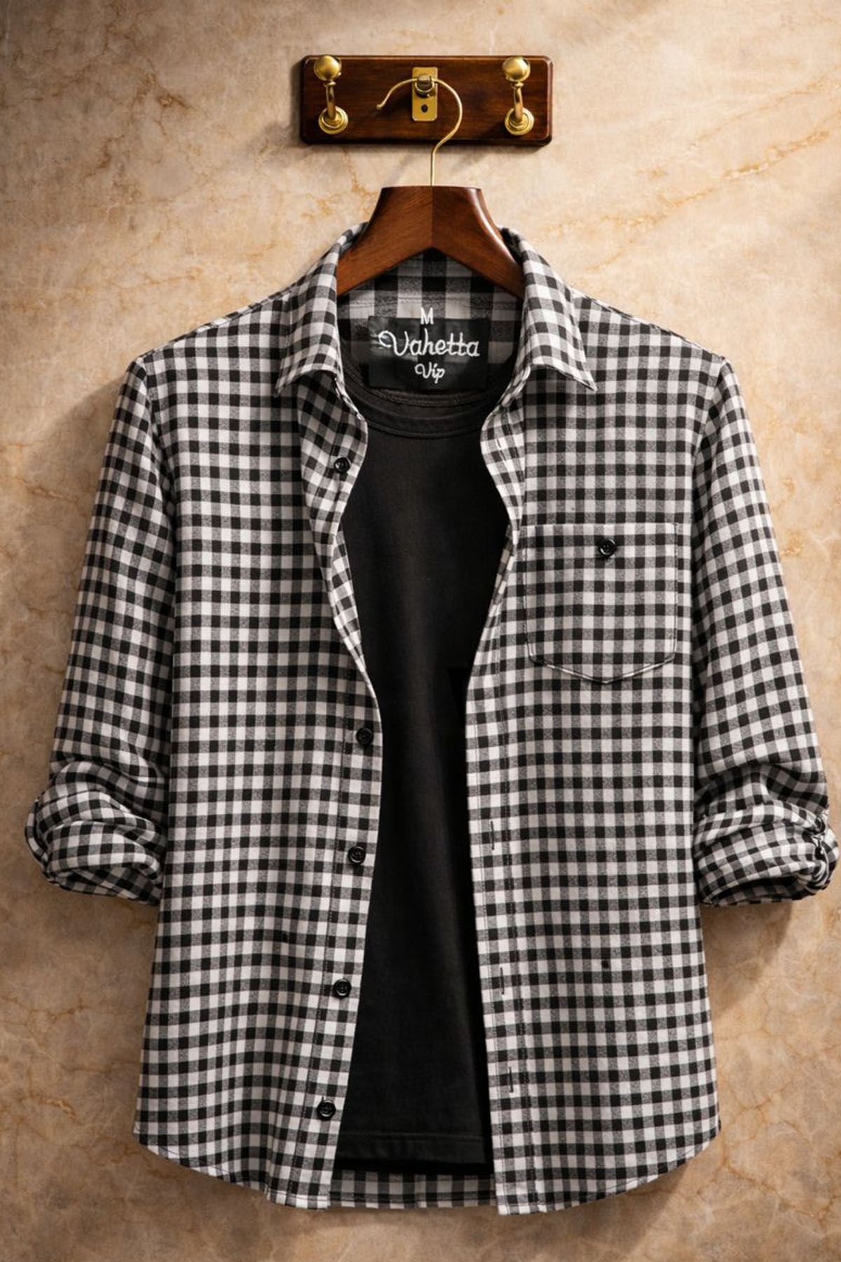 Varetta Erkek Siyah Kışlık Gömlek Kareli Klasik Kesim