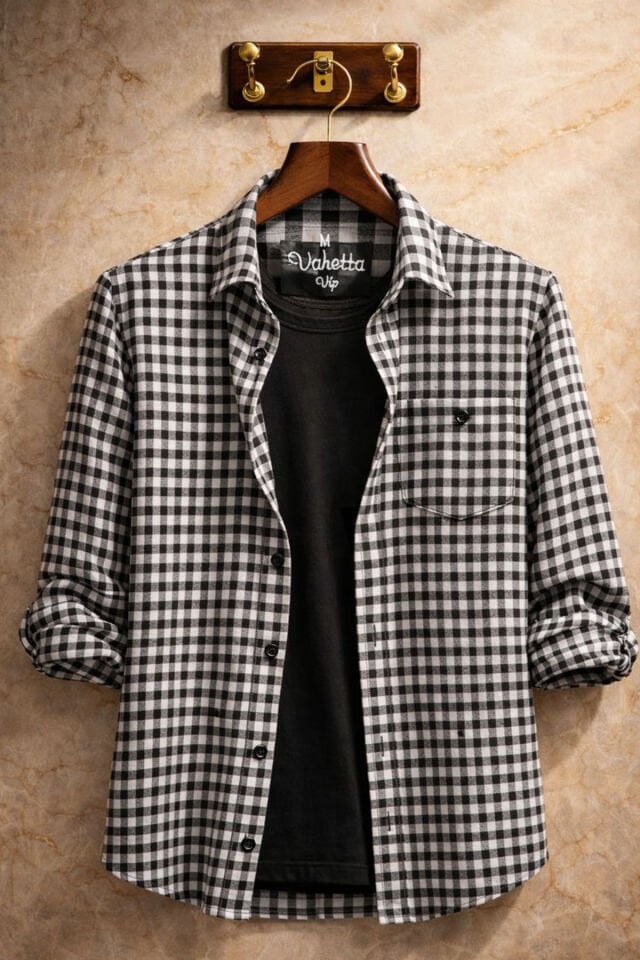 Varetta Erkek Siyah Kışlık Gömlek Kareli Klasik Kesim