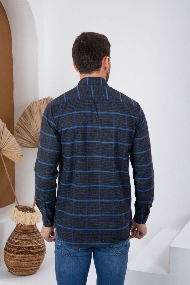 Varetta Erkek Siyah Kışlık Gömlek Cepli Uzun Kollu Klasik Kesim