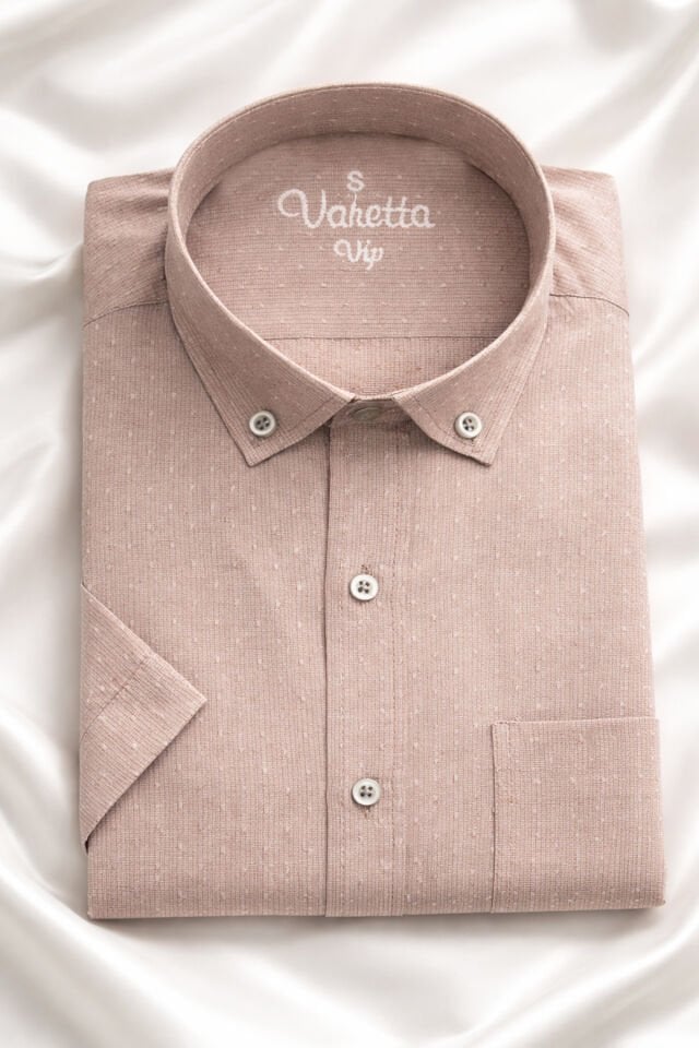 Varetta Erkek Pudra Pembe Gömlek Kısa Kollu Pamuklu  Cepli Yazlık