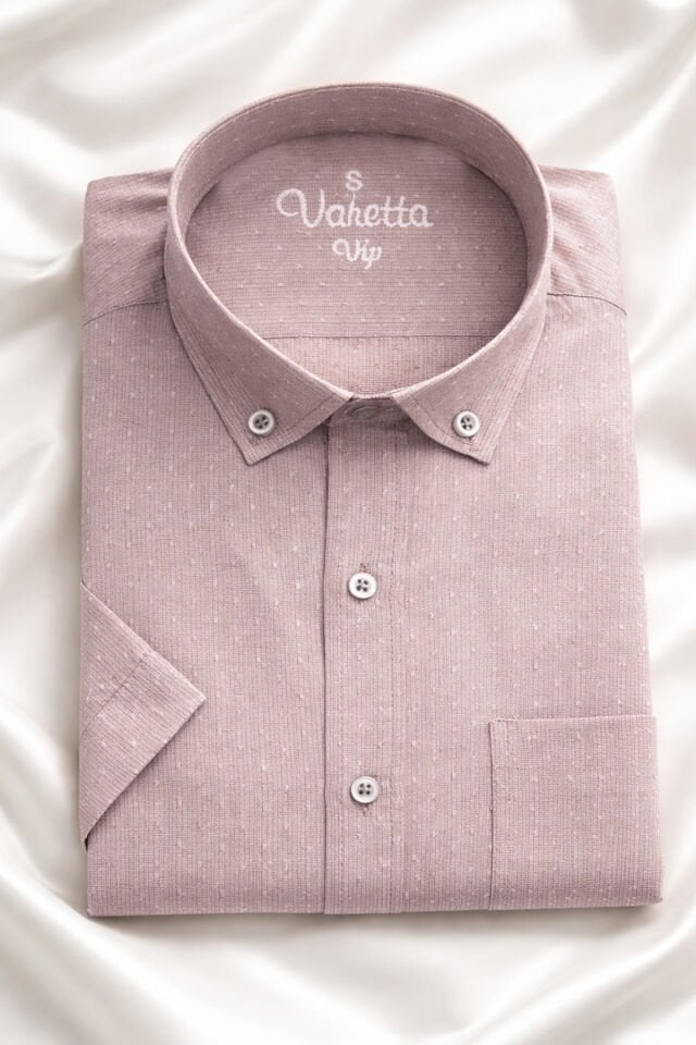 Varetta Erkek Pudra Pembe Gömlek Kısa Kollu Pamuklu  Cepli Yazlık