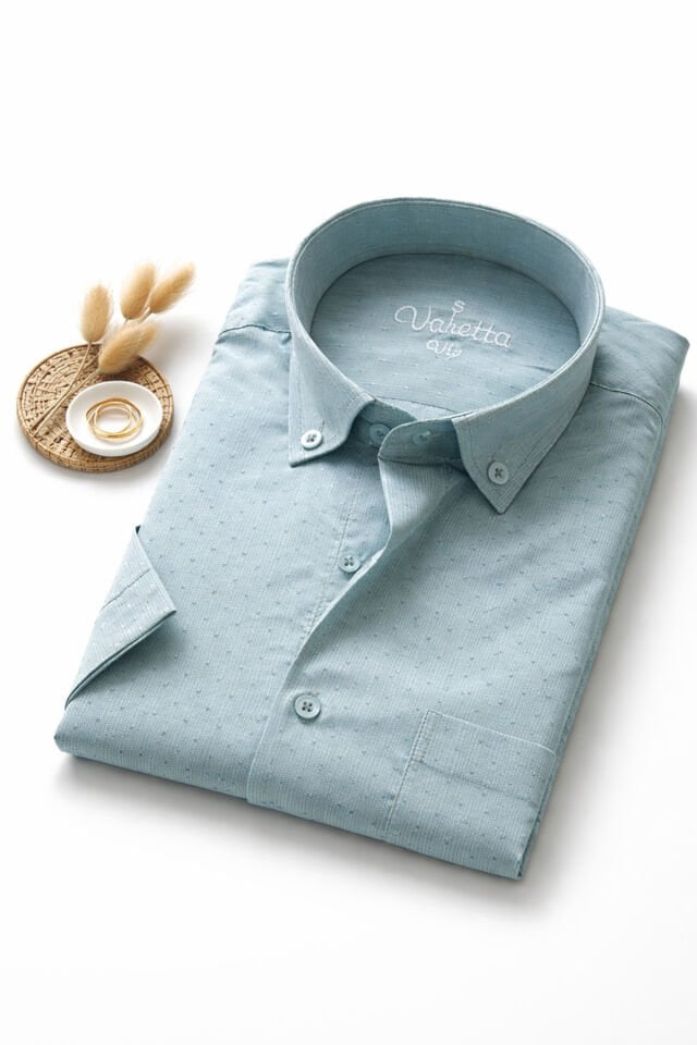 Varetta Erkek Yeşil Gömlek Pamuklu Kısa Kollu Cepli Yazlık