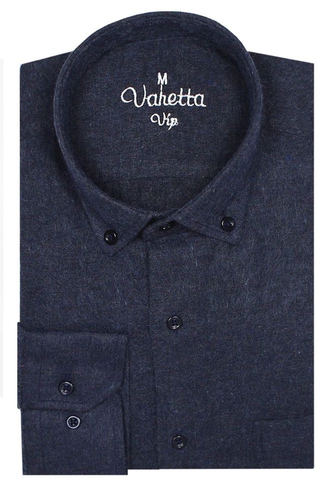 Varetta Erkek Lacivert Kışlık Yaka Düğmeli Gömlek Lacivert - S