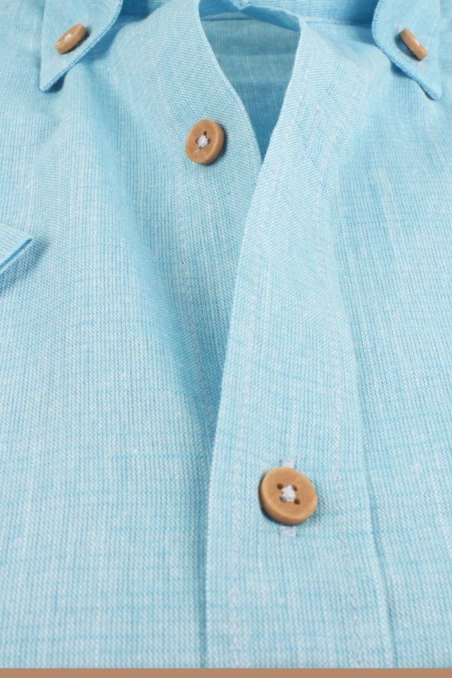 Varetta Erkek Mavi Keten Gömlek | %100 Pamuk, Uzun Kollu, Geniş Kesim, Tek Cepli