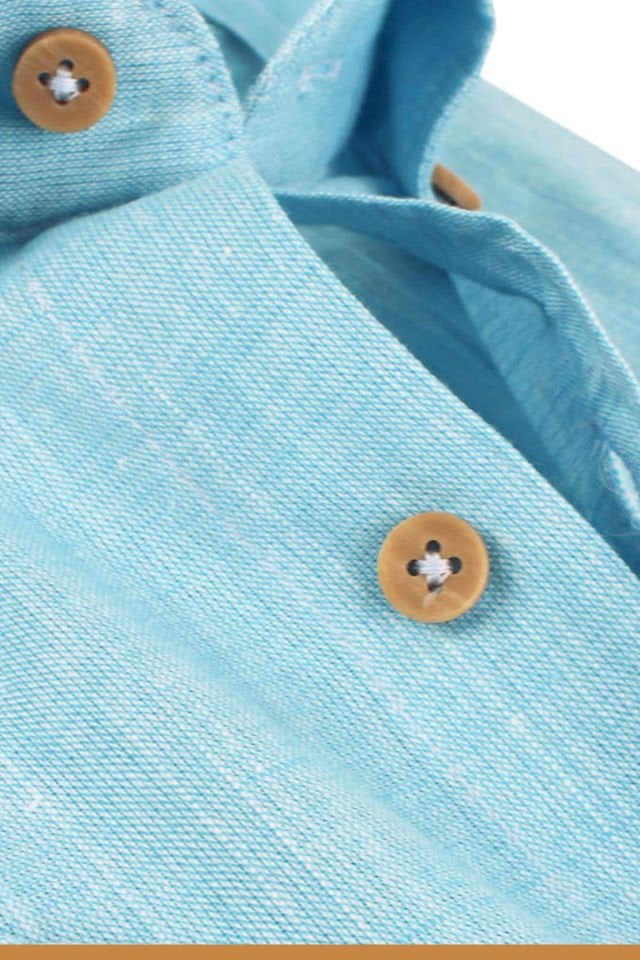 Varetta Erkek Mavi Keten Gömlek | %100 Pamuk, Uzun Kollu, Geniş Kesim, Tek Cepli