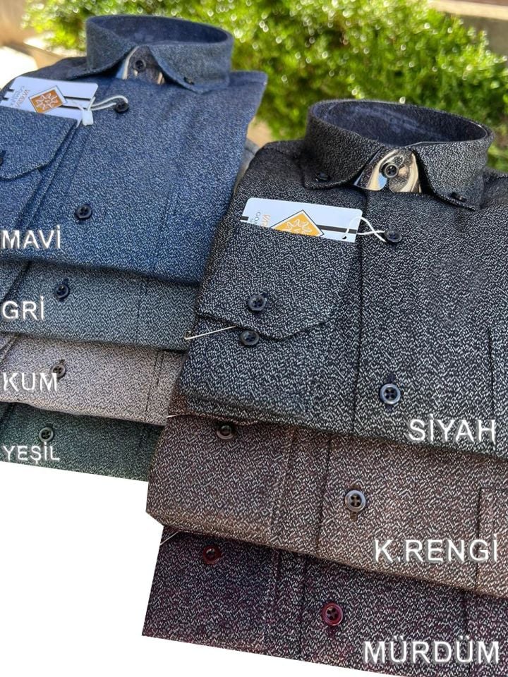 Varetta Erkek Gri Kumlu Kışlık Cepli Klasik Kesim Yaka Düğmeli Gömlek