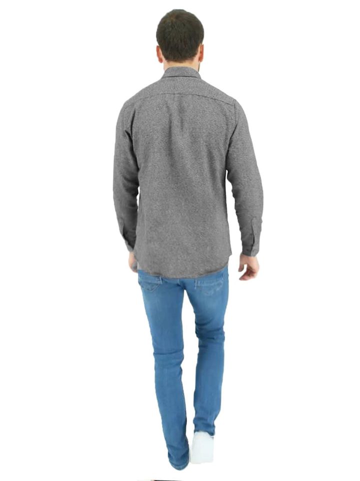 Varetta Erkek Gri Kumlu Kışlık Cepli Klasik Kesim Yaka Düğmeli Gömlek
