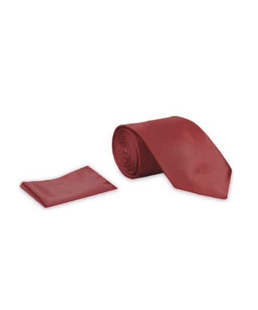Varetta Erkek Bordo Geniş Kesim Saten Düz Mendilli Kravat
