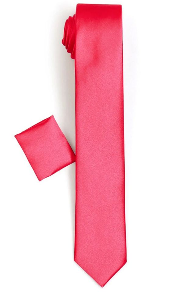 Varetta Erkek Hollywood Pembe Slim Kesim Mendilli Kravat