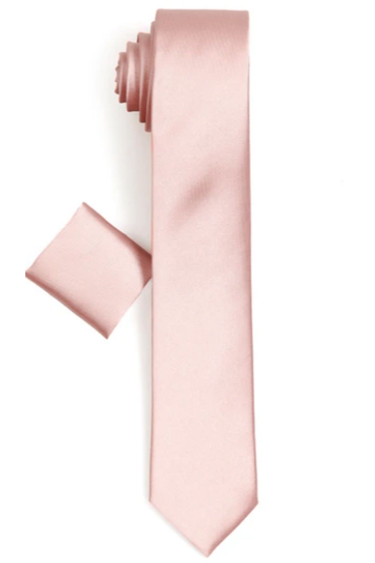 Varetta Erkek Pembe Pudra Slim Kesim Mendilli Kravat