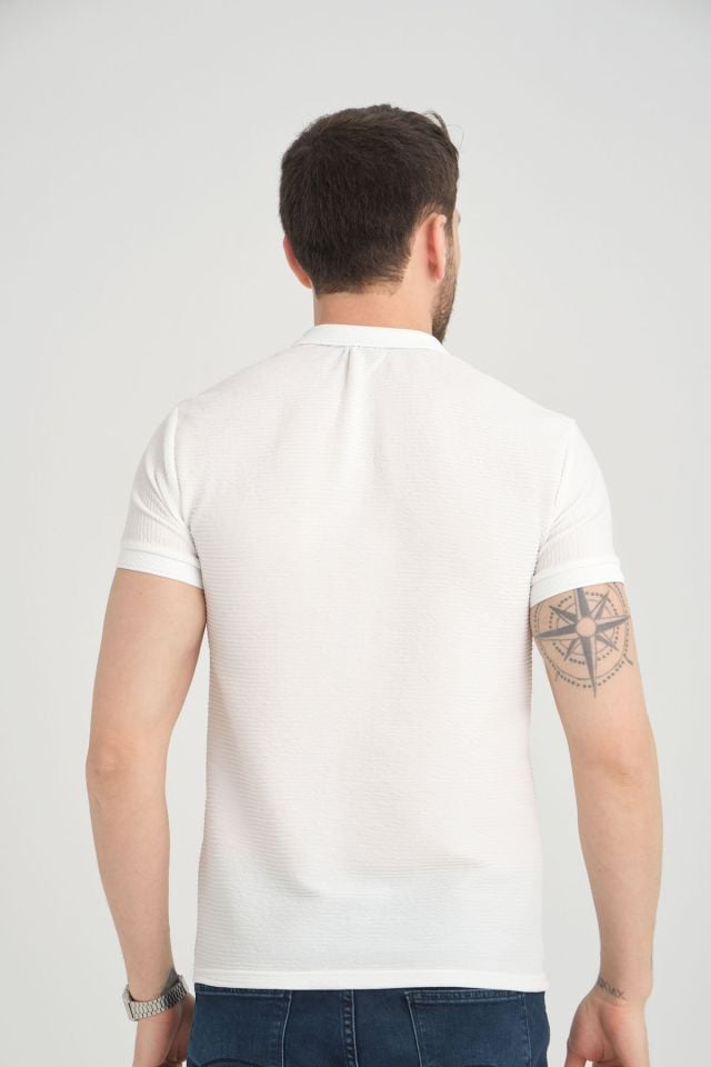 Varetta Kırık Beyaz Pamuklu Kısa Kollu Polo Yaka T shirt