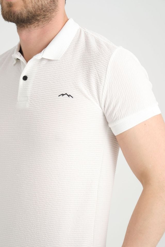 Varetta Kırık Beyaz Pamuklu Kısa Kollu Polo Yaka T shirt