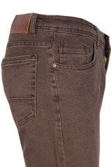 Erkek Kestane Rengi Üsten Cepli Regulafit Jeans Pantolon