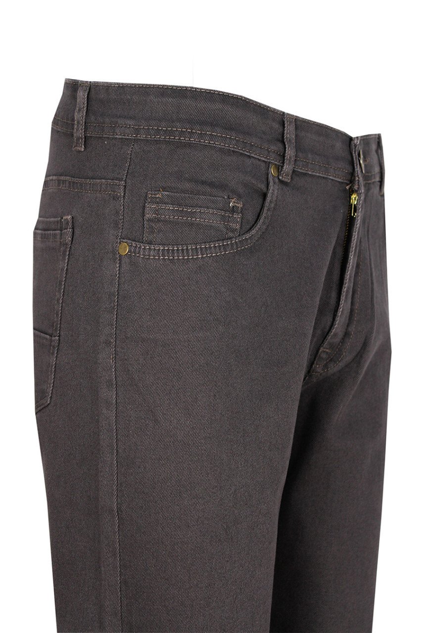 Erkek Charcoal Rengi Üsten Cepli Regulafit Jeans Pantolon