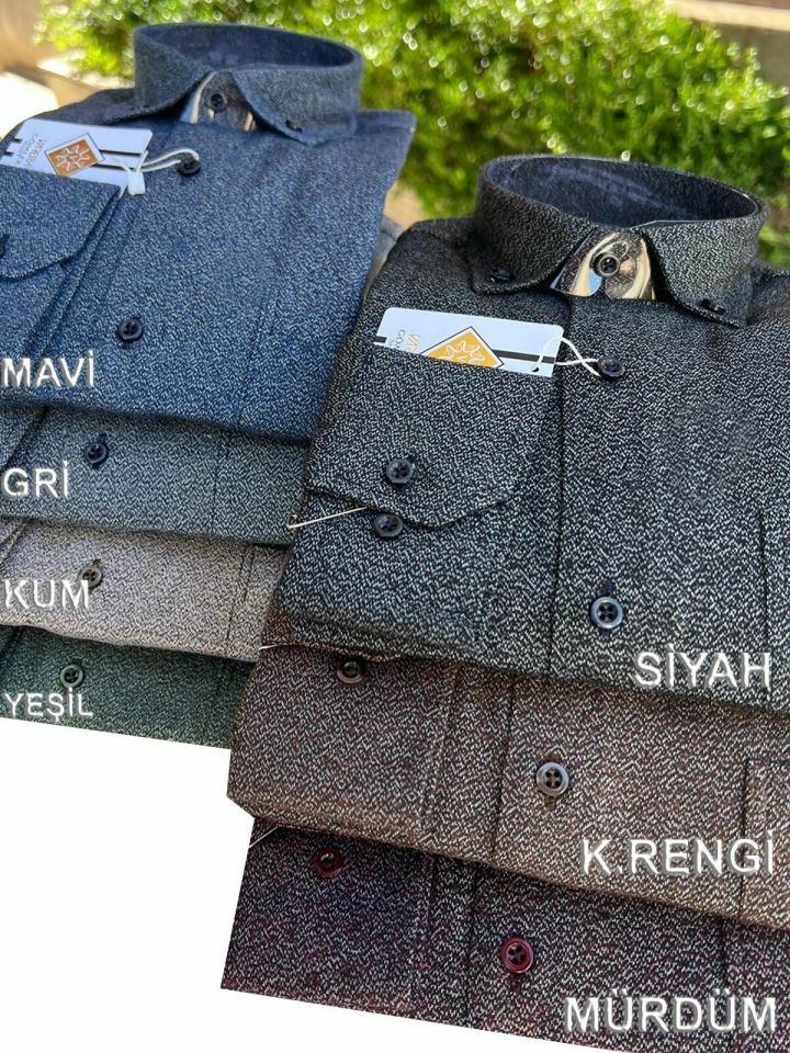 Varetta Erkek Mavi Kumlu Kışlık Cepli Klasik Kesim Yaka Düğmeli Gömlek