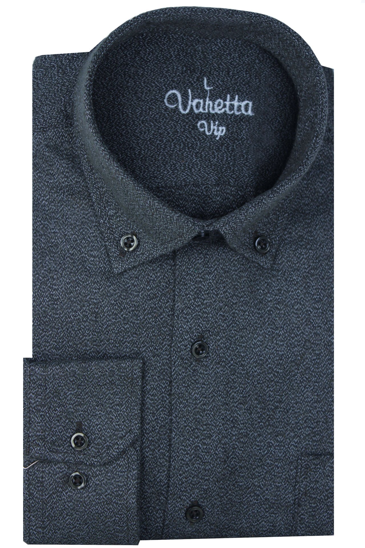 Varetta Erkek Mavi Kumlu Kışlık Cepli Klasik Kesim Yaka Düğmeli Gömlek