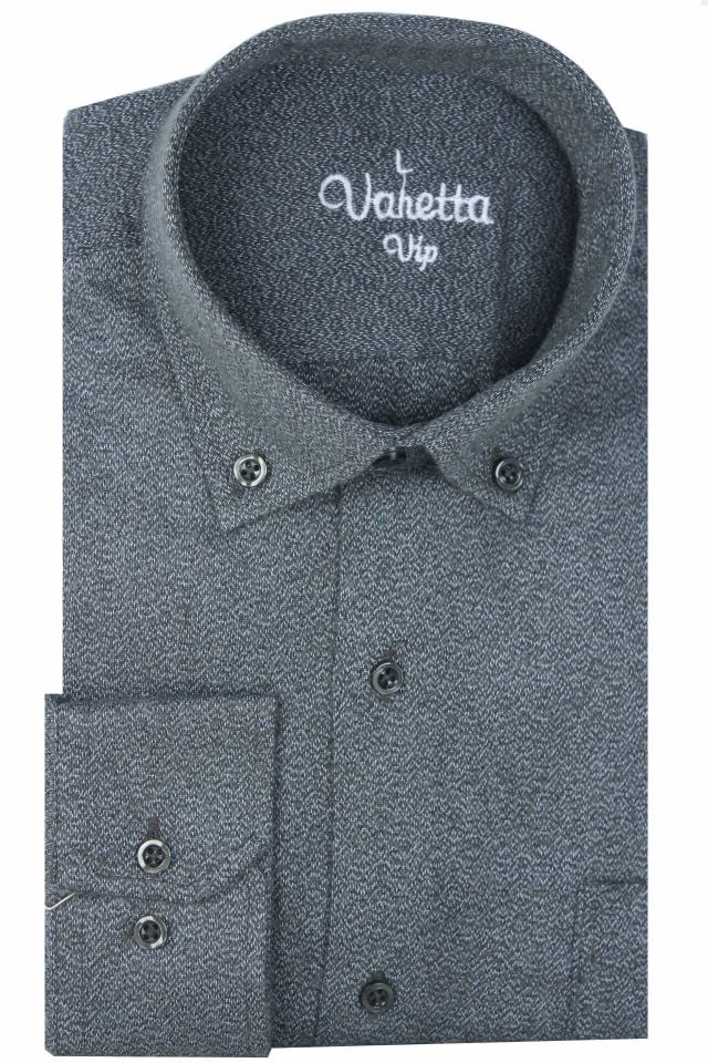 Varetta Erkek Mavi Kumlu Kışlık Cepli Klasik Kesim Yaka Düğmeli Gömlek
