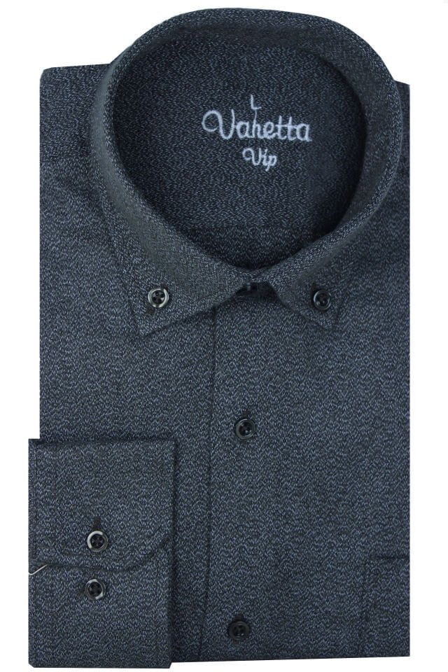 Varetta Erkek Mavi Kumlu Kışlık Cepli Klasik Kesim Yaka Düğmeli Gömlek