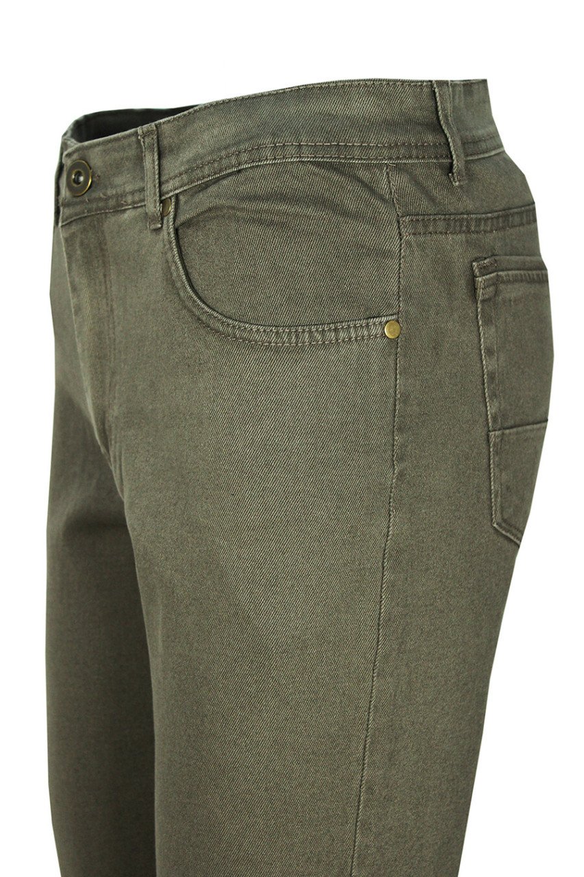 Erkek Yeşil Üsten Cepli Regulafit Jeans Pantolon